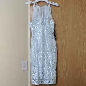 Maria Bonita white sequin shimmer dress